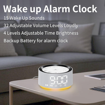 Sound Machine White Brown Noise Machine with 30 Sleeping Sounds for Baby Kids Adults Night Light Bedroom Alarm Clock 2 Alarms Backup Battery 32-Level Vol 15 Wake up Sounds for Mild Heavy Sleeper