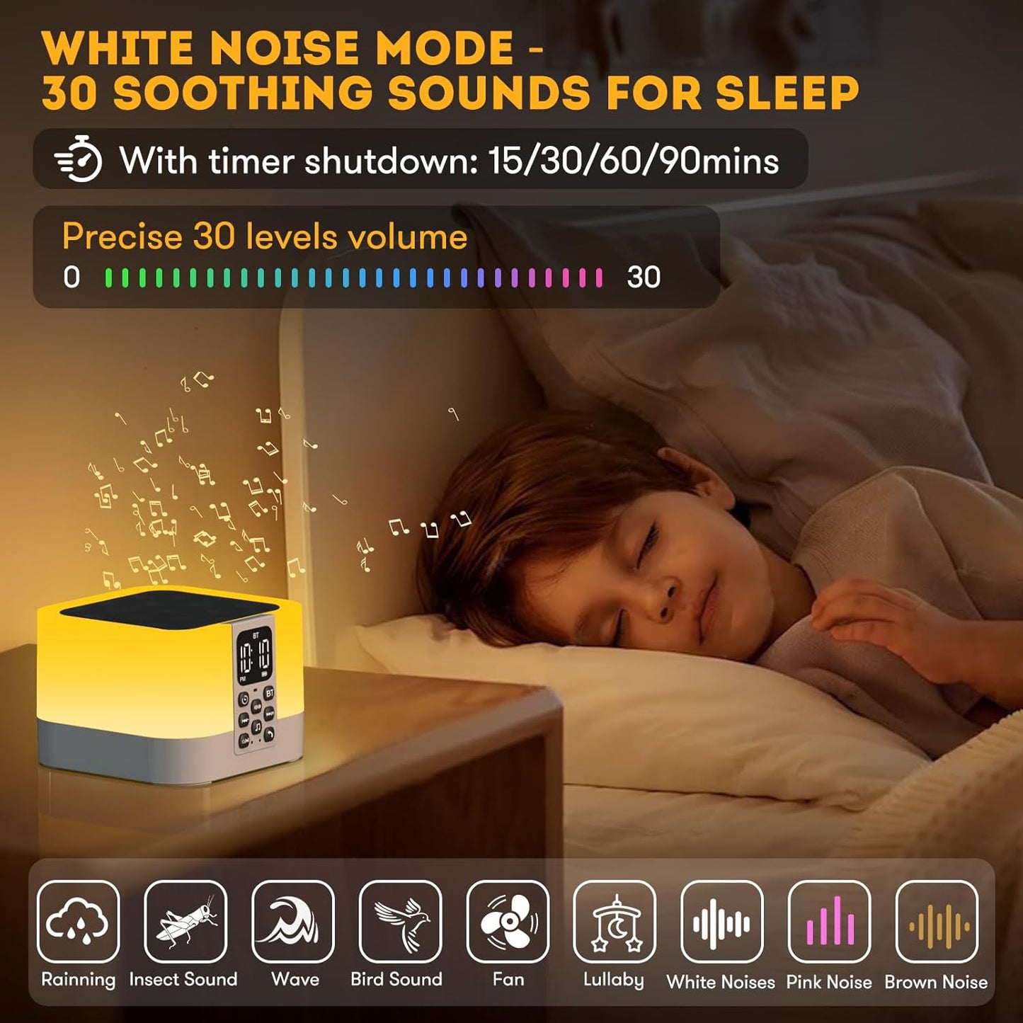 Night Light Bluetooth Speaker, Multi-Color Changing Alarm Clock for Bedrooms, Dimmable Bedside Lamp, Best Birthday Gift