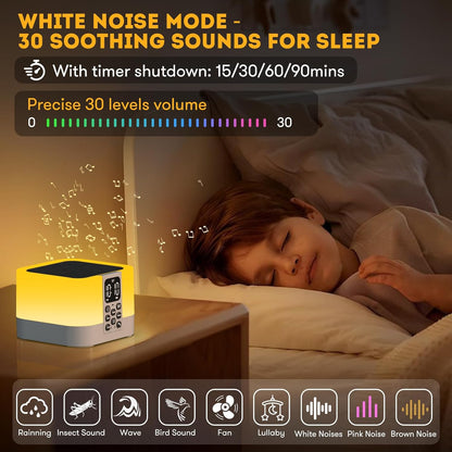 Night Light Bluetooth Speaker, Multi-Color Changing Alarm Clock for Bedrooms, Dimmable Bedside Lamp, Best Birthday Gift