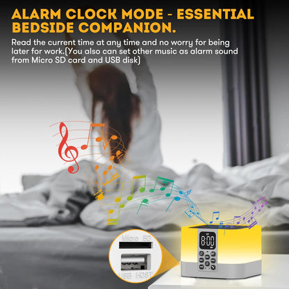 Night Light Bluetooth Speaker, Multi-Color Changing Alarm Clock for Bedrooms, Dimmable Bedside Lamp, Best Birthday Gift